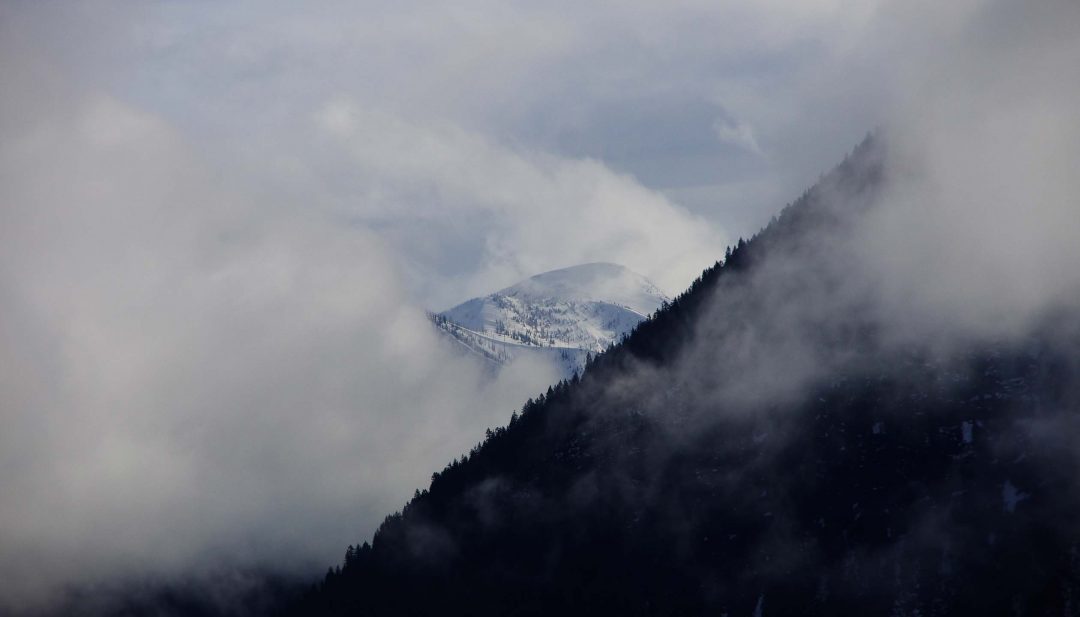 Mountains shrouded in mist, Nelson BC