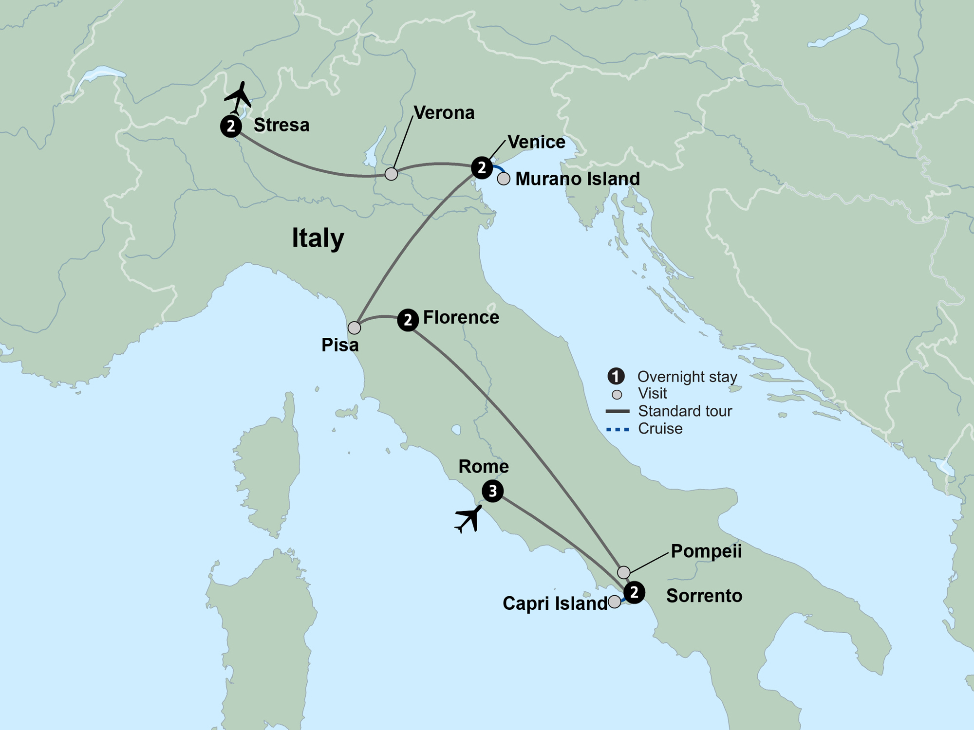 Italian Vistas Tour Map Italian Vistas Tour Map